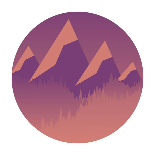 Paisaje nocturno de montaña. Cuatro picos cubiertos de nieve, un bosque en — Vector de stock