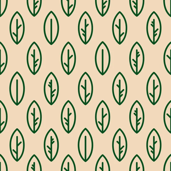 Simple motif écologique sans couture. Folioles stylisées sur fond vert clair. Course grasse verte audacieuse — Image vectorielle