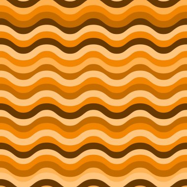 Kusursuz desen. Etnik kökenli. Turuncu ve kahverengi dalgalar. Tekstil ya da ambalaj kağıdı için kusursuz desen. Pozitif sıcak renkler. Soyut sakin formlar. Afrika Çölünün Kumulları.