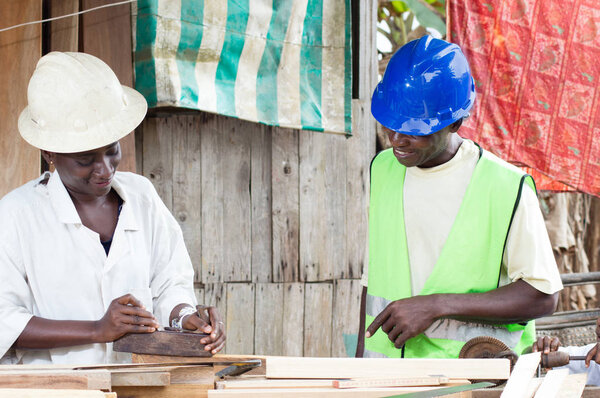 Training in carpentry.
