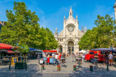 Brüksel, Belçika, 4 Ağustos 2018: Saint Catherine c manzarası