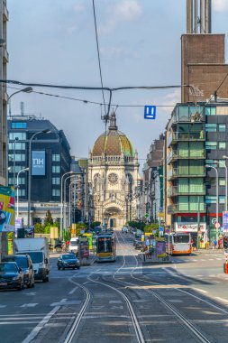 Brüksel, Belçika, 4 Ağustos 2018: Saint Marie Kilisesi manzarası