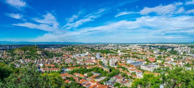 Bulgaristan 'ın Bunardzhika tepeli Filibe kentinin manzarası