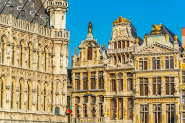 Brüksel'de Grote Markt'ta yer alan evlerin renkli cepheleri, 