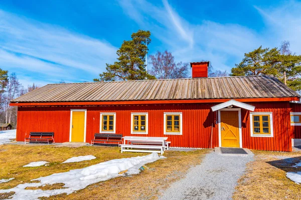 Приклади сільської архітектури в музеї просто неба Джамтлі в Остерсунді, Швеція. — стокове фото