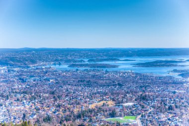 Oslo 'nun Holmenkollen kayak atlayışından havadan görünüşü, Oslo, Norveç