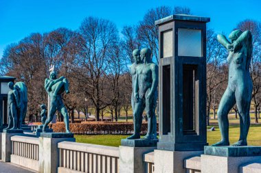 Norveç, Oslo 'daki Vigeland parkındaki heykelin ayrıntıları