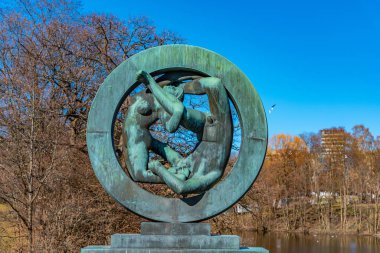 Norveç, Oslo 'daki Vigeland parkındaki heykelin ayrıntıları
