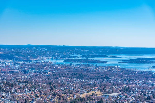 Vista aérea de Oslo desde Holmenkollen ski jump, Oslo, Noruega — Foto de Stock