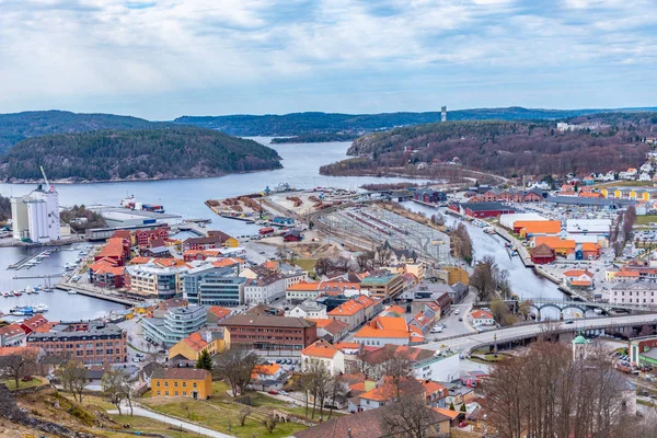 Vista aérea de la ciudad noruega Halden — Foto de Stock