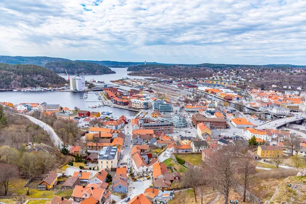 Vista aérea de la ciudad noruega Halden — Foto de Stock