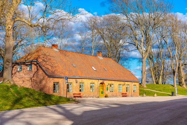 노르웨이의 프레 드리 스타드라는 오래 된 마을 의전 형적 인 벽돌 집들 — 스톡 사진
