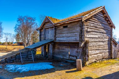 T 'deki Trondelag halk müzesindeki kırsal mimari örnekleri