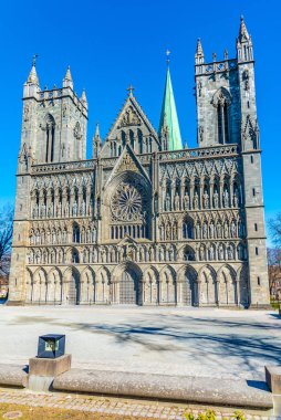 Norwa, trondheim 'daki Nidaros Katedrali' nin ana cephesi