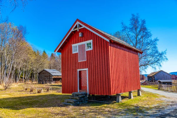 Примеры сельской архитектуры в фольклорном музее Тронделага — стоковое фото