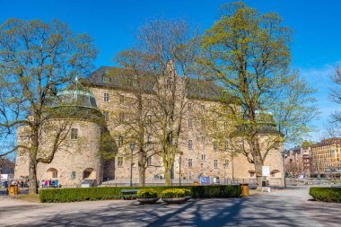 İsveç 'teki Orebro kalesinin manzarası.