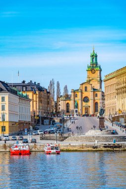 Stockholm, İsveç 'teki Storkyrkan Kilisesi manzarası