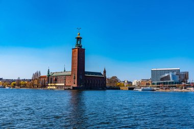 Stockholm, İsveç 'teki belediye binası manzarası