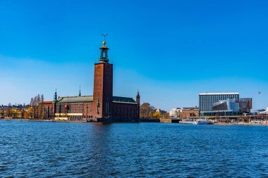Stockholm, İsveç 'teki belediye binası manzarası