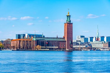 Stockholm, İsveç 'teki belediye binası manzarası