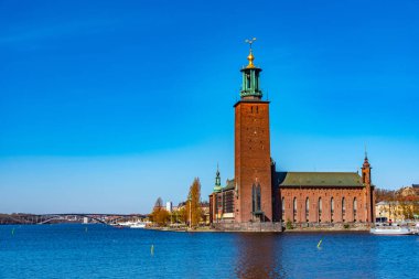 Stockholm, İsveç 'teki belediye binası manzarası