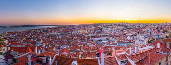 Stock image Sunset view of cityscape of Lisbon with Santa Justa lift, Portugal