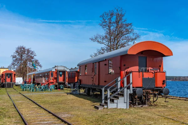 Історичний поїзд на старому залізничному вокзалі Нори (Швеція). — стокове фото