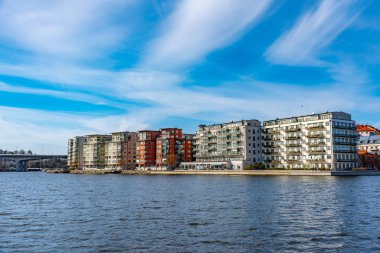 Stockholm, İsveç 'teki Kungsholmen adasının rıhtımı
