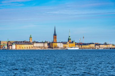 Stockholm 'deki Gamla Stan İsveç' teki Malaren Gölü 'nden izlendi