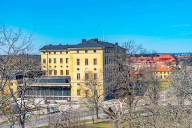 İsveç 'teki Uppsala Üniversitesi Kütüphanesi' nin havadan görünüşü