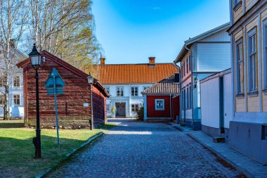 Gavle, Swe 'nin Gamla Stan semtindeki geleneksel kereste binaları