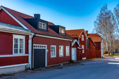 Gavle, Swe 'nin Gamla Stan semtindeki geleneksel kereste binaları