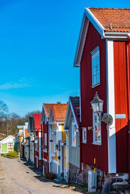Gavle, Swe 'nin Gamla Stan semtindeki geleneksel kereste binaları