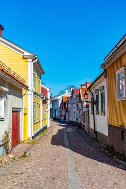 Gavle, Swe 'nin Gamla Stan semtindeki geleneksel kereste binaları