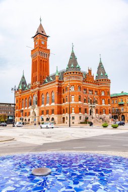 İsveç Helsingborg 'daki belediye binasının manzarası