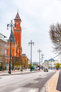 İsveç Helsingborg 'daki belediye binasının manzarası