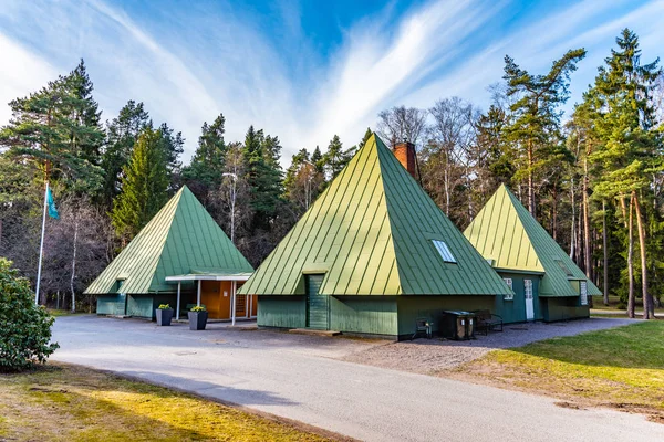 Відвідувачі центру в Skogskyrkogarden, на сайті Unesco, — стокове фото