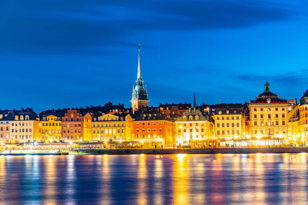 Sunset view of Gamla Stan old town in Stockholm, Sweden