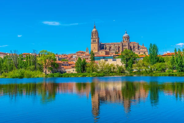 Catedral de Salamanca reflejada en el río Tormes, España — Foto de Stock