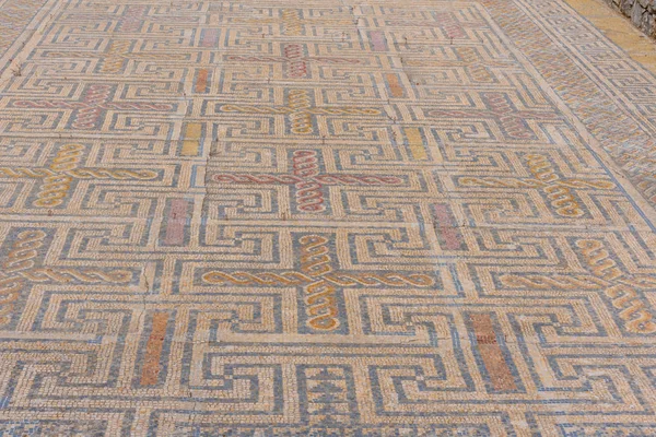 코 임 브라 근처의 고대 콘 임 브리가 유적의 바닥 모자이크 — 스톡 사진