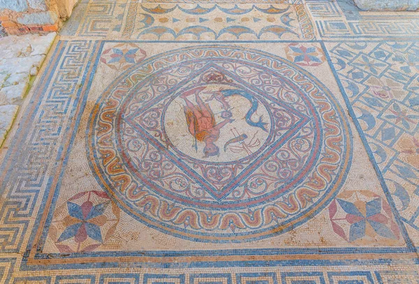 Напольная мозаика в доме фонтанов на древнем месте С — стоковое фото