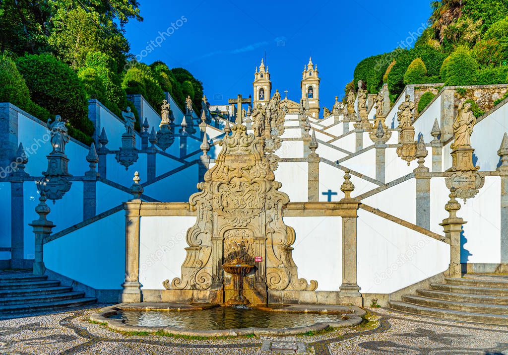View of the church of Bom Jesus do Monte in Braga famous for scu