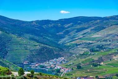 Portekiz, Douro nehrinin kıyısındaki Pinhao köyü.