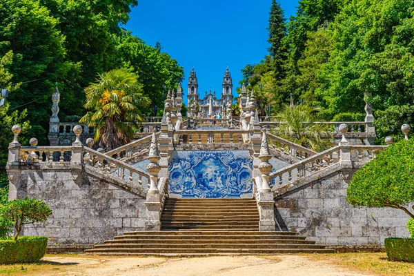 Staircase leading to the church of our lady of remedies in Lameg — Stock Photo, Image