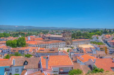 Portekiz 'deki Alcobaca manastırının havadan görünüşü