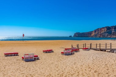 View of a beach in Nazare in Portugal clipart