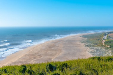 Portekiz, Nazare 'deki Kuzey Sahili' nin havadan görünüşü