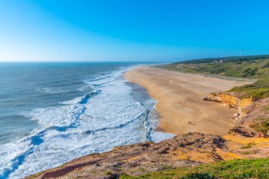 Portekiz, Nazare 'deki Kuzey Sahili' nin havadan görünüşü