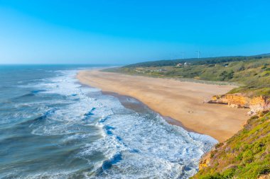 Aerial view of North beach at Nazare, Portugal clipart
