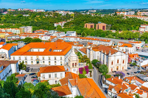 Portekiz, Leiria katedralinin havadan görünüşü — Stok fotoğraf